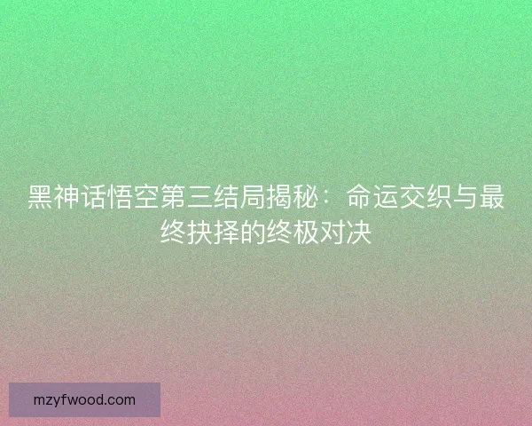 黑神话悟空第三结局揭秘：命运交织与最终抉择的终极对决