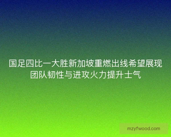 国足四比一大胜新加坡重燃出线希望展现团队韧性与进攻火力提升士气